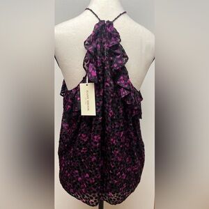Ramy Brook Black & Purple Ruffle Halter Blouse | New w/ Tags💎 Retail $345
